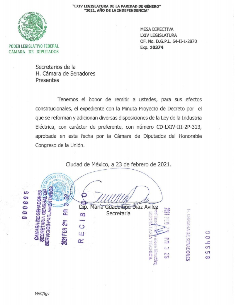 Senado recibe minuta preferente para la reforma a la Ley de la ...